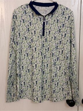 San Soleil 1/4 Zip Shirt Women's XL Cocktail Print UPF50 Cooling Golf Tennis